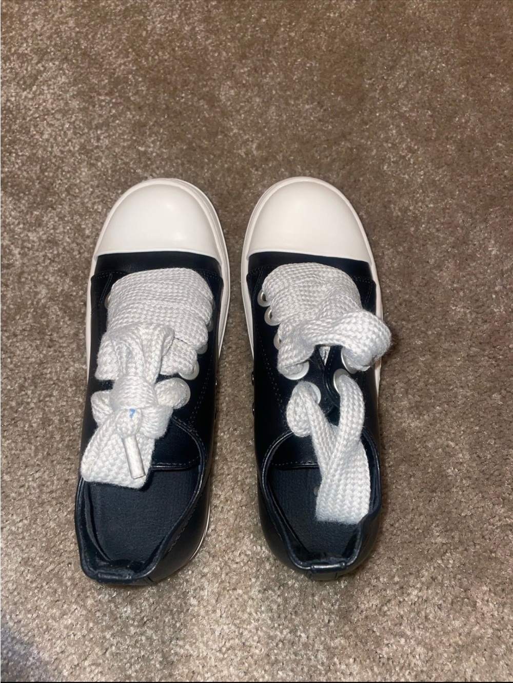 Classic Y2K Leather Low Tops in Black and White